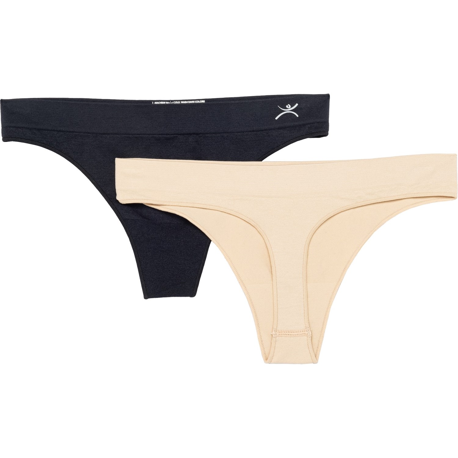 () e}[ V[X nC-ptH[}X peB - 2-pbN, gOX Terramar Seamless High-Performance Panties - 2-Pack, Thongs Black/Nude