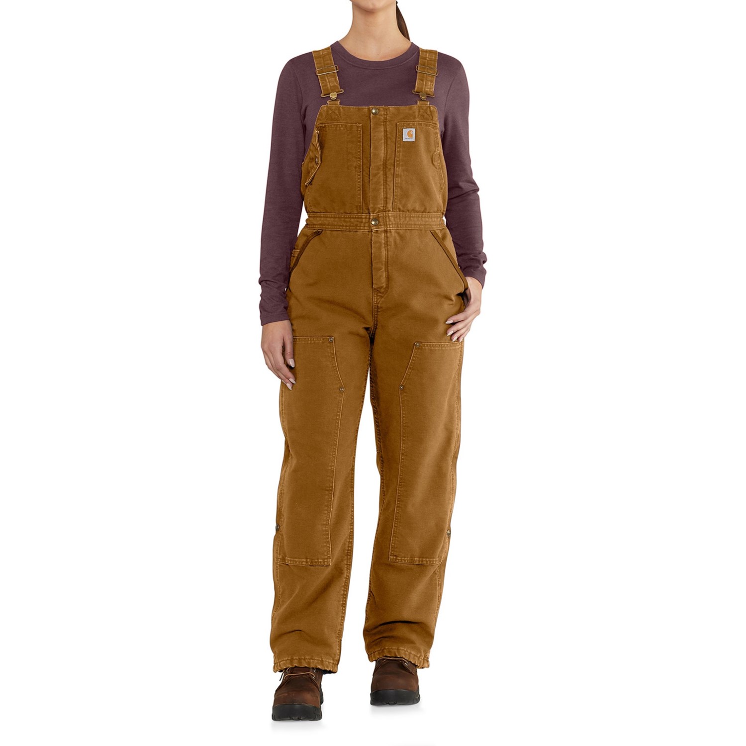 () J[n[g 102743 [Y tBbg EFU[h _bN ru I[o[I[ - CT[ebh Carhartt 102743 Loose Fit Weathered Duck Bib Overalls - Insulated Carhartt Brown