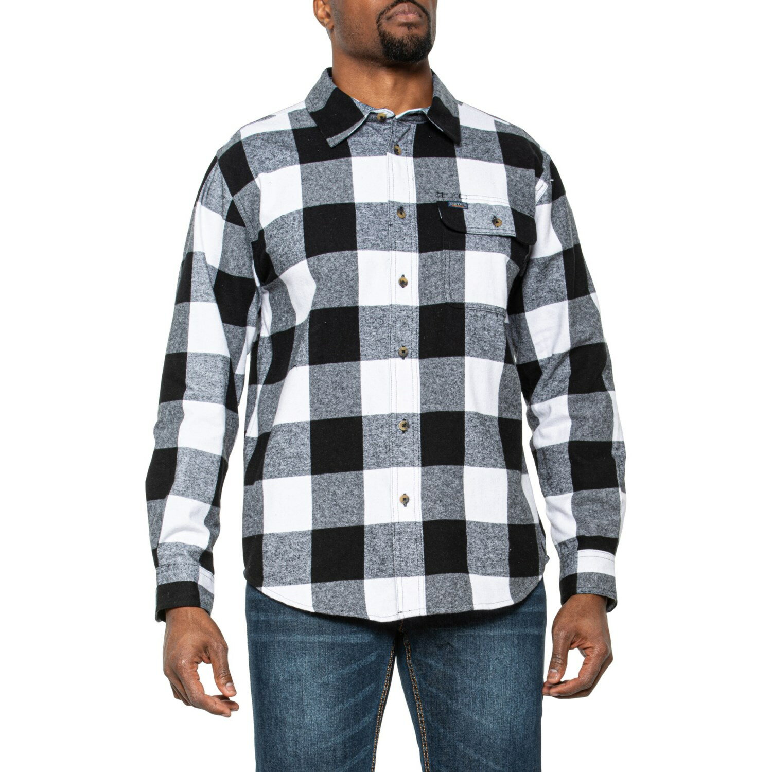 () X~X[NEFA vCh tl - O X[u Smith's Workwear Plaid Flannel - Long Sleeve White/Black