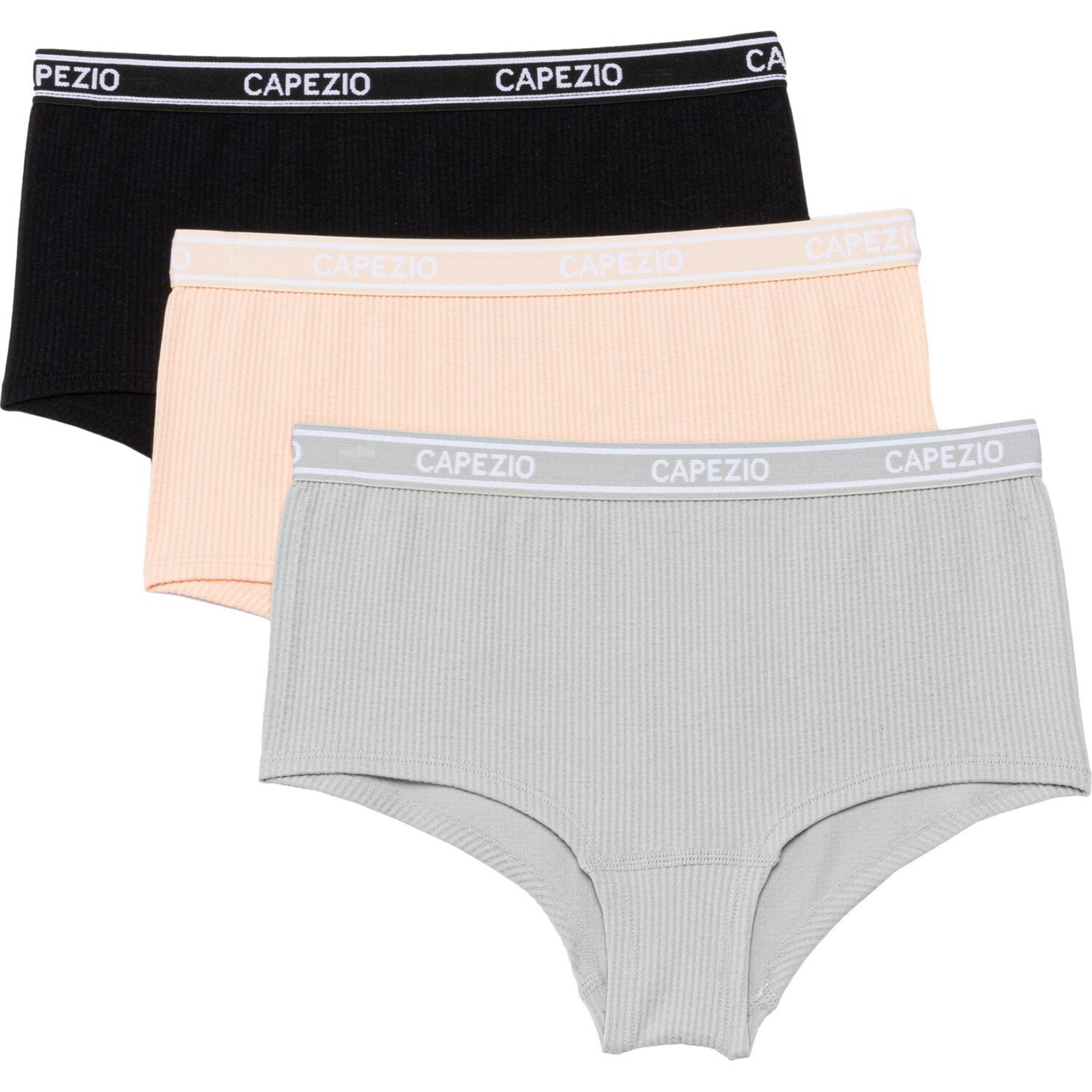 取寄 カペジオ リブド シームレス パンティ - 3-パック ブリーフ CAPEZIO Ribbed Seamless Panties - 3-Pack Briefs Black/ Light Pink/Grey