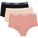 (取寄) カペジオ リブド シームレス ショーティ パンティ - 3-パック, ボーイ ショーツ CAPEZIO Ribbed Seamless Shortie Panties - 3-Pack, Boy Shorts Black/Beige/Pink