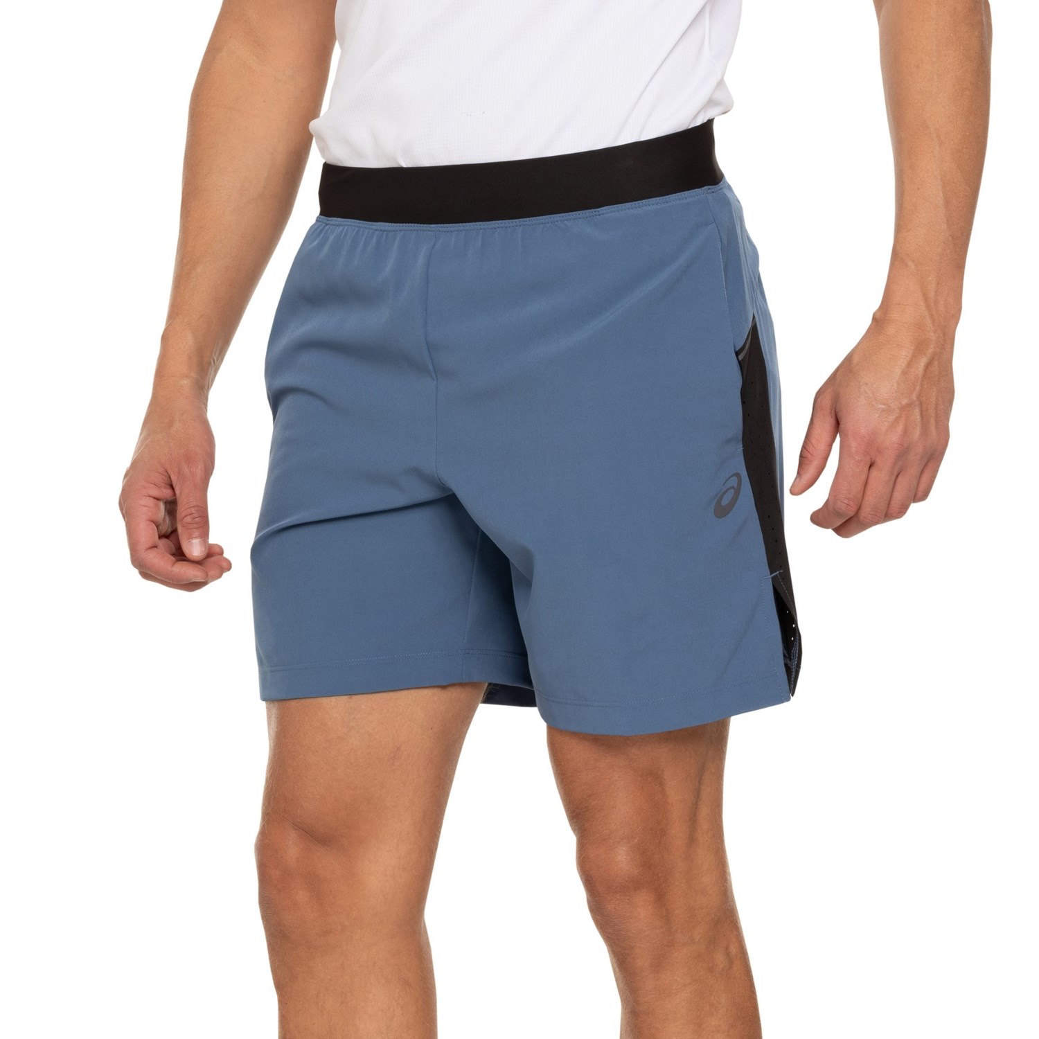 (取寄) アシックス パフォレイティット サイド パネル ランニング ショーツ - 7インチ ビルト-イン ブリーフ ASICS Perforated Side Panel Running Shorts - 7”, Built-In Briefs Atlas Blue/Black