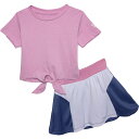 (取寄) リーボック ガールズ シャツ アンド メッシュ スコート - ショート スリーブ Reebok Todder Girls Tie-Hem Shirt and Mesh Skort - Short Sleeve Pink