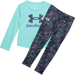 (取寄) アンダーアーマー トドラー ガールズ ワープト ダッシュ ビッグ ロゴ シャツ アンド レギンス セット - ロング スリーブ Under Armour Toddler Girls Warped Dash Big Logo Shirt and Leggings Set - Long Sleeve Neo Turquoise