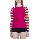 () N[\N[o[ C bV K[h - Wbv lbN, O X[u Krimson Klover Mae Rash Guard - Zip Neck, Long Sleeve Spectrum Stripe