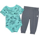 () n[[ Ct@g {[CY xCr[ {fBX[c Ah WK[Y Zbg - V[g X[u Hurley Infant Boys Baby Bodysuit and Joggers Set - Short Sleeve Aurora Green