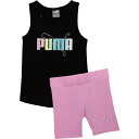 () v[} gh[ K[Y W[W ^N gbv Ah Xgb` V[c Zbg - X[uX Puma Toddler Girls Jersey Tank Top and Stretch Shorts Set - Sleeveless Black