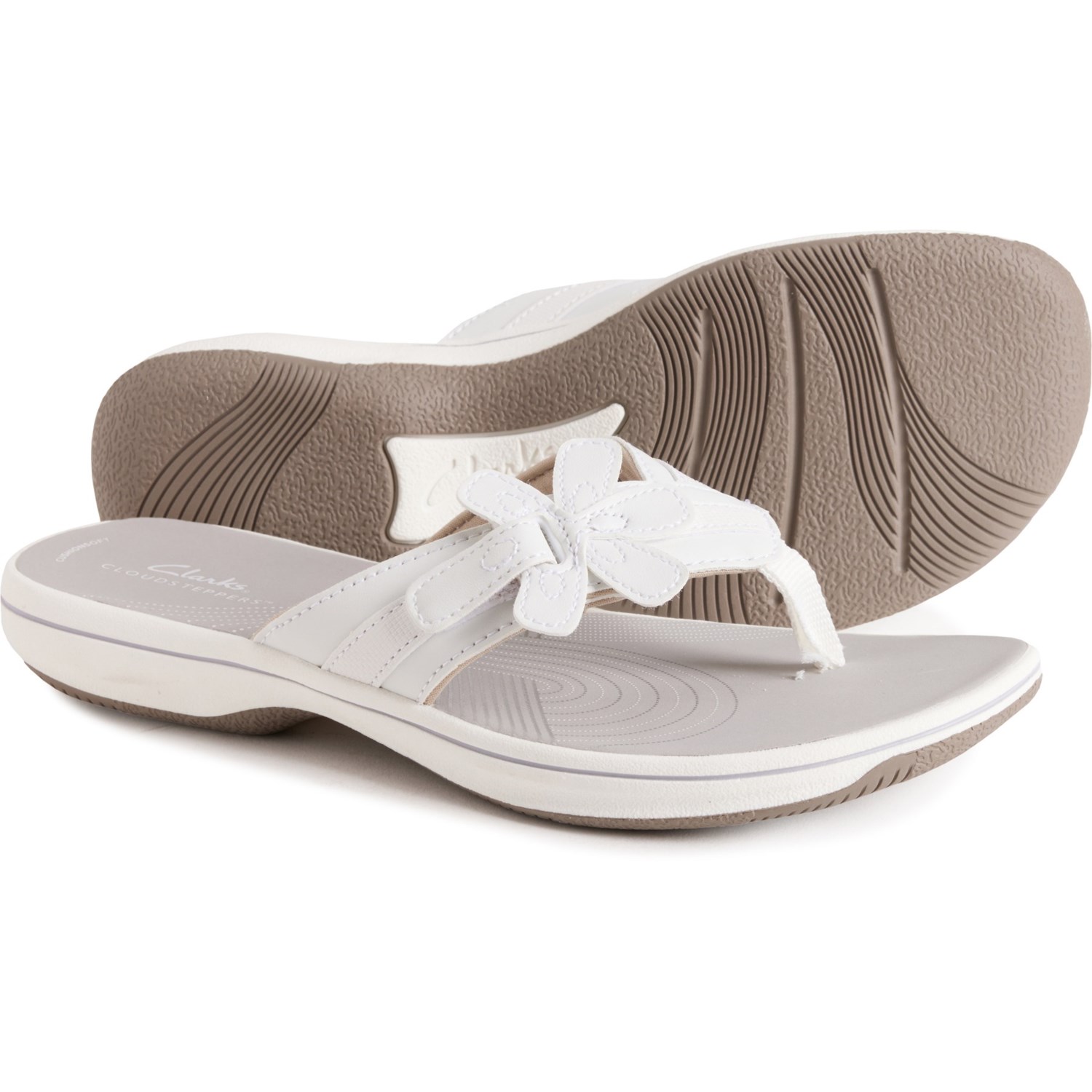 クラークス (取寄) クラークス レディース シューズ 靴 ブリンクリー フローラ サンダル Clarks women Brinkley Flora Flip-Flops White