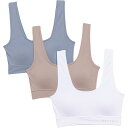 () m[eBJ V[X uh EW u - 3-pbN Nautica Seamless Ribbed Lounge Bras - 3-Pack Stonewash, White, Warm Taupe