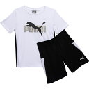 (取寄) プーマ トドラー ボーイズ インターロック T-シャツ アンド メッシュ ショーツ セット - ショート スリーブ Puma Toddler Boys Interlock T-Shirt and Mesh Shorts Set - Short Sleeve White Traditional