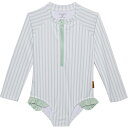 (取寄) トドラー ガールズ ラッシュ ガード スイムスーツ - Upf 50, ロング スリーブ LILA AND JACK Toddler Girls Rash Guard Swimsuit - UPF 50, Long Sleeve Sage Stripes