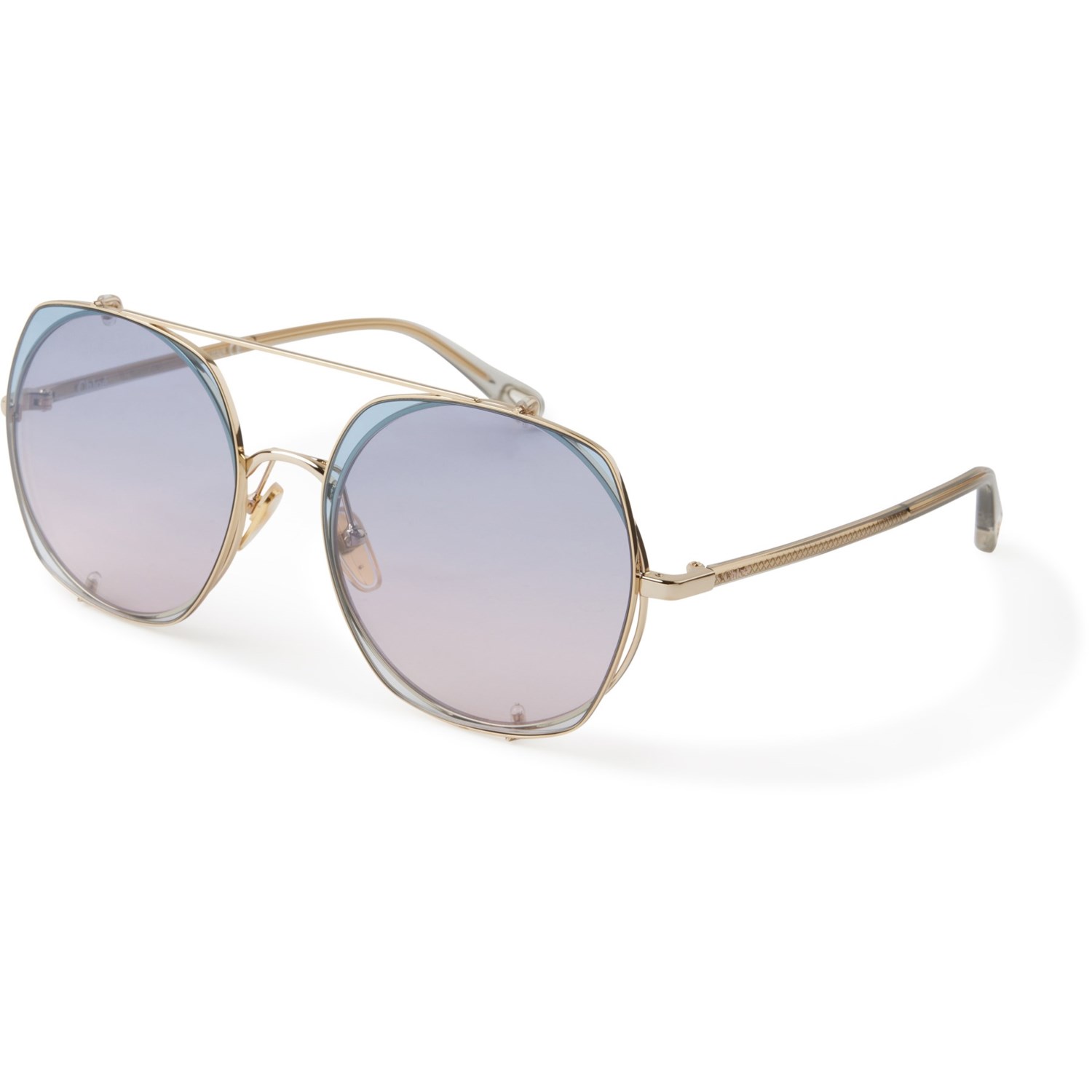 (取寄) レディース クロエ ノベルティ サングラス Madaluxe women Chloe Novelty Sunglasses (For Women) Gold Grey/Light Blue