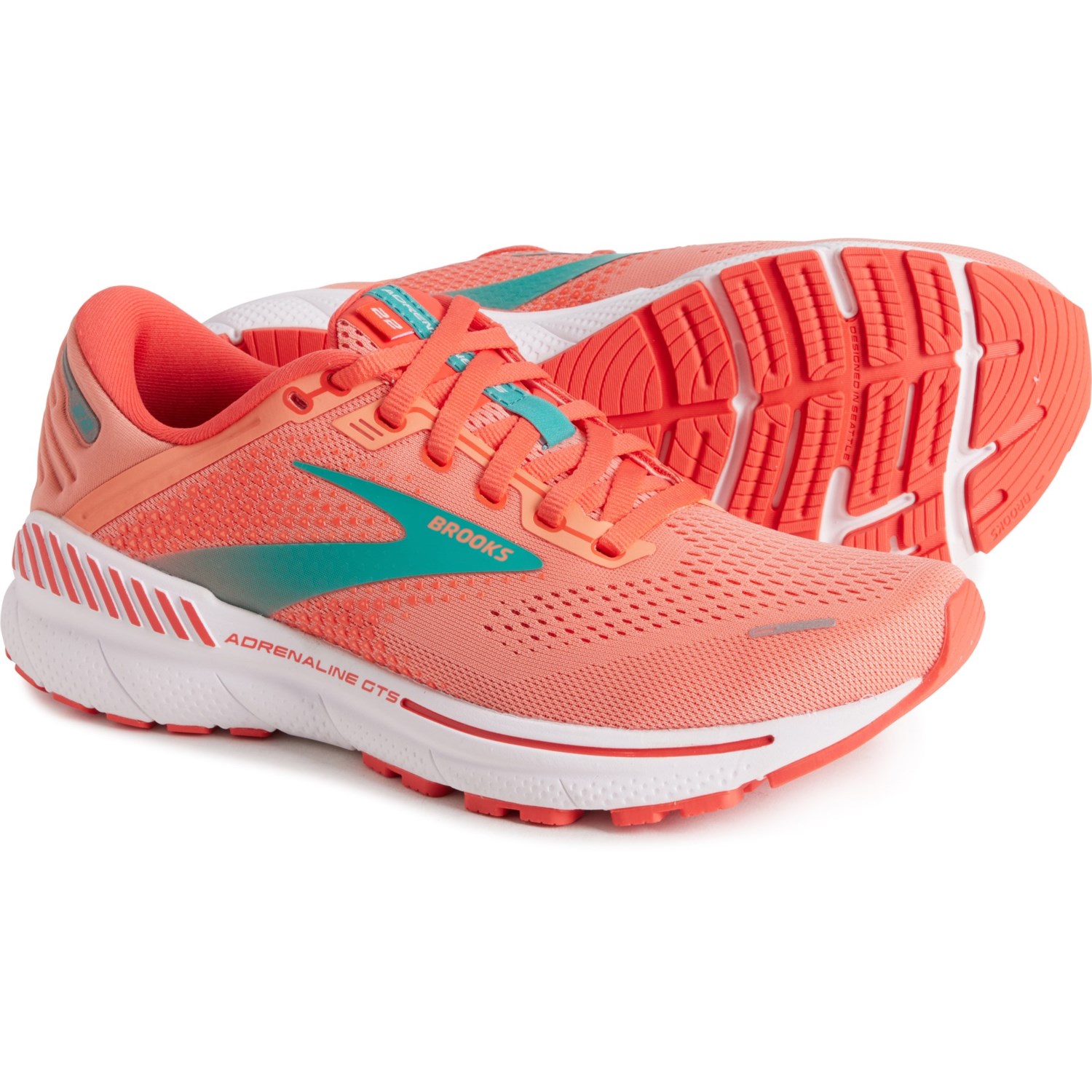 (取寄) ブルックス レディース アドレナリン GTS 22 ランニング シューズ Brooks women Adrenaline GTS 22 Running Shoes (For Women) Coral/Latigo Bay/White