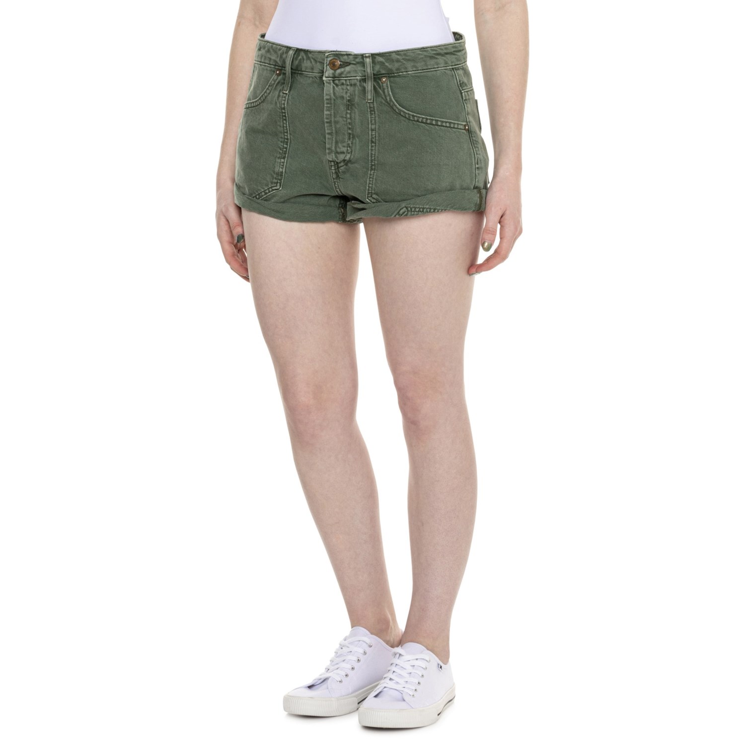 (取寄) フリーピープル ラック スラウチ ショーツ Free People Beginner's Luck Slouch Shorts Olive