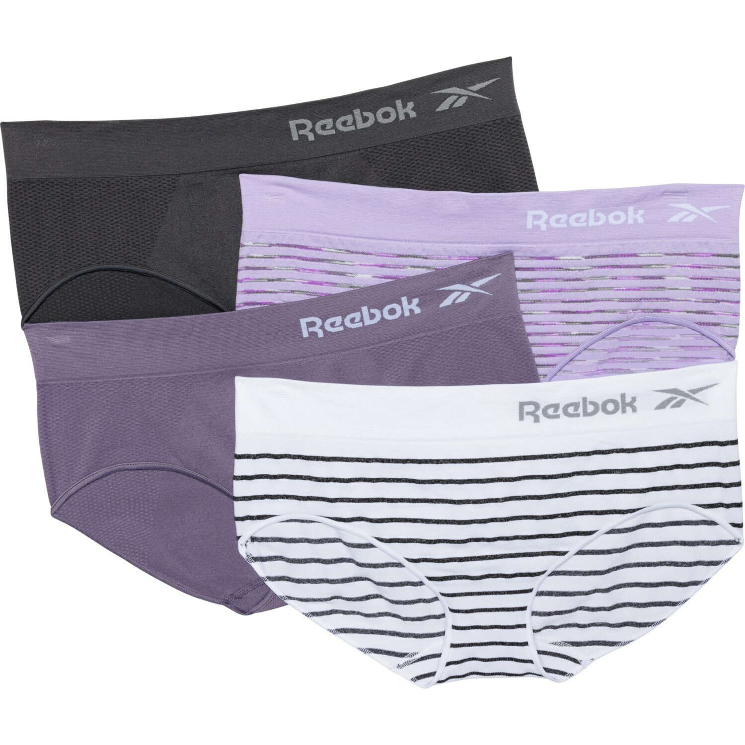 楽天スウィートラグ（取寄） リーボック シームレス パンティ - 4-パック, ヒップスター Reebok Seamless Panties - 4-Pack, Hipster Purple Rose Spacedye Stripe/Cadet/White Melange St