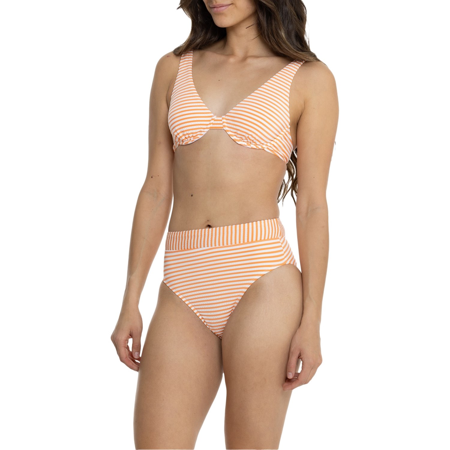 (取寄) スプレンディッド バンジ シアサッカー ビキニ セット Splendid Plunge Seersucker Bikini Set Orange Stripe
