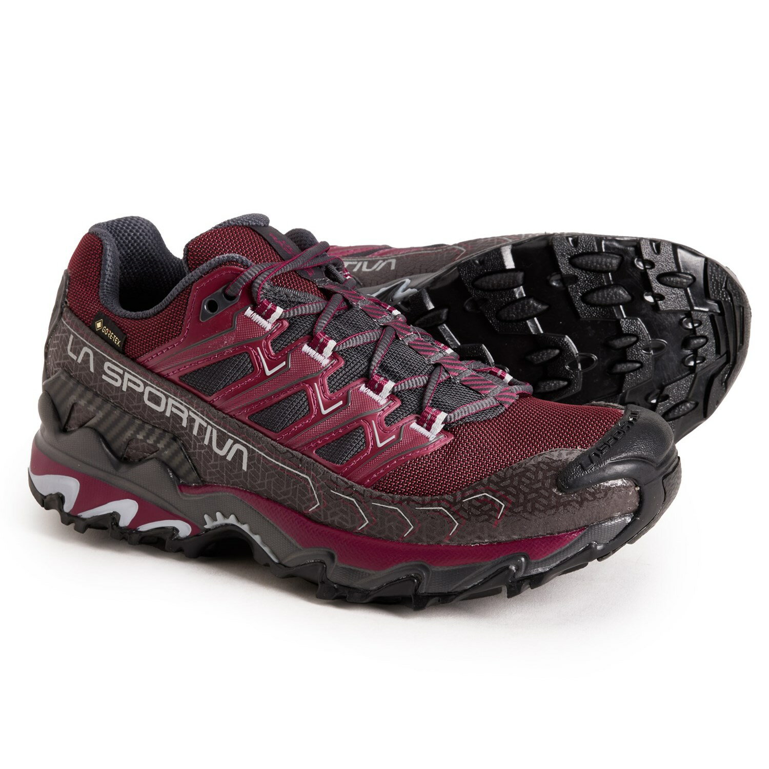 (取寄) スポルティバ レディース ウルトラ ラプター リ ゴア-テックス トレイル ランニング シューズ La Sportiva women Ultra Raptor II Gore-Tex Trail Running Shoes (For Women) Red Plum/Carbon