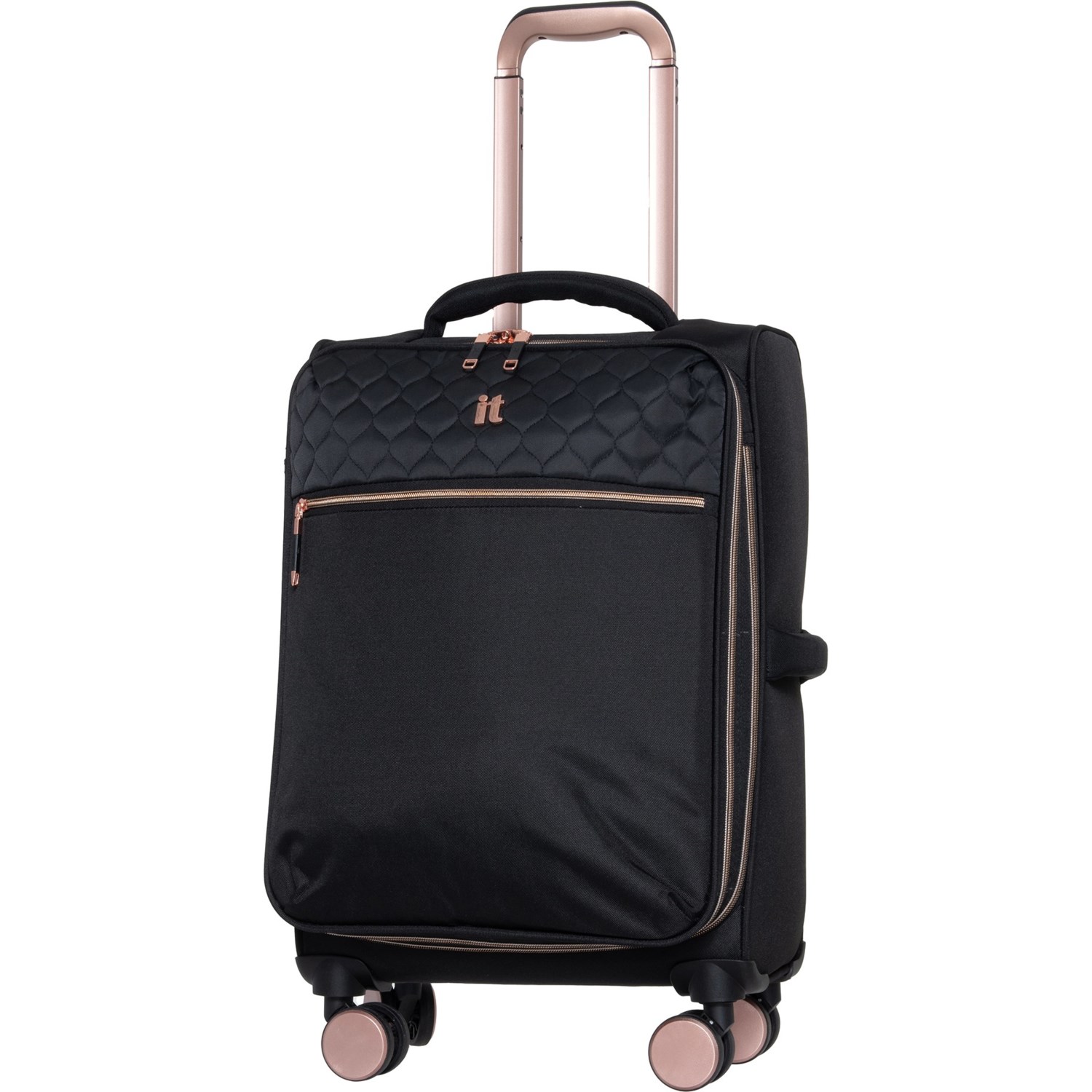 (取寄) ITラゲッジ 22インチ ディヴィニティ リ キャリーオン スピナー スーツケース - ソフトサイド, エクスパンダブル, ブラック IT Luggage 22” Divinity II Carry-On Spinner Suitcase - Softside, Expandable, Black Black