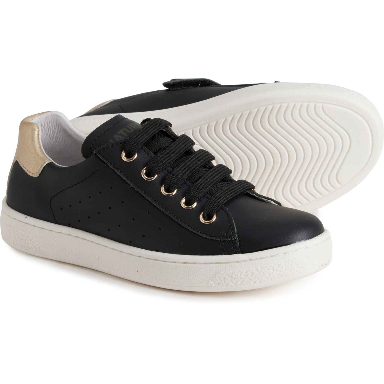 (取寄) ナチュリーノ ガールズ ハッセルト 2 ジップ スニーカー - レザー Naturino Girls Hasselt 2 Zip Sneakers - Leather Black-Platinum