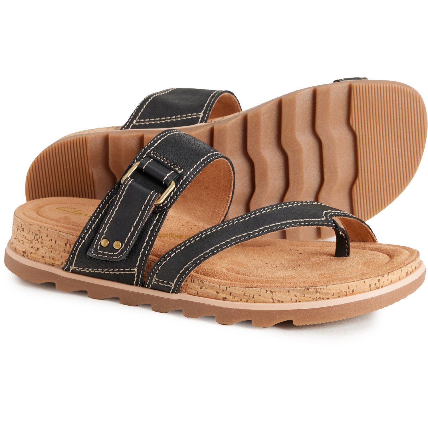 クラークス (取寄) クラークス レディース ヨット ビーチ サンダル Clarks women Yacht Beach Sandals (For Women) Black Leather