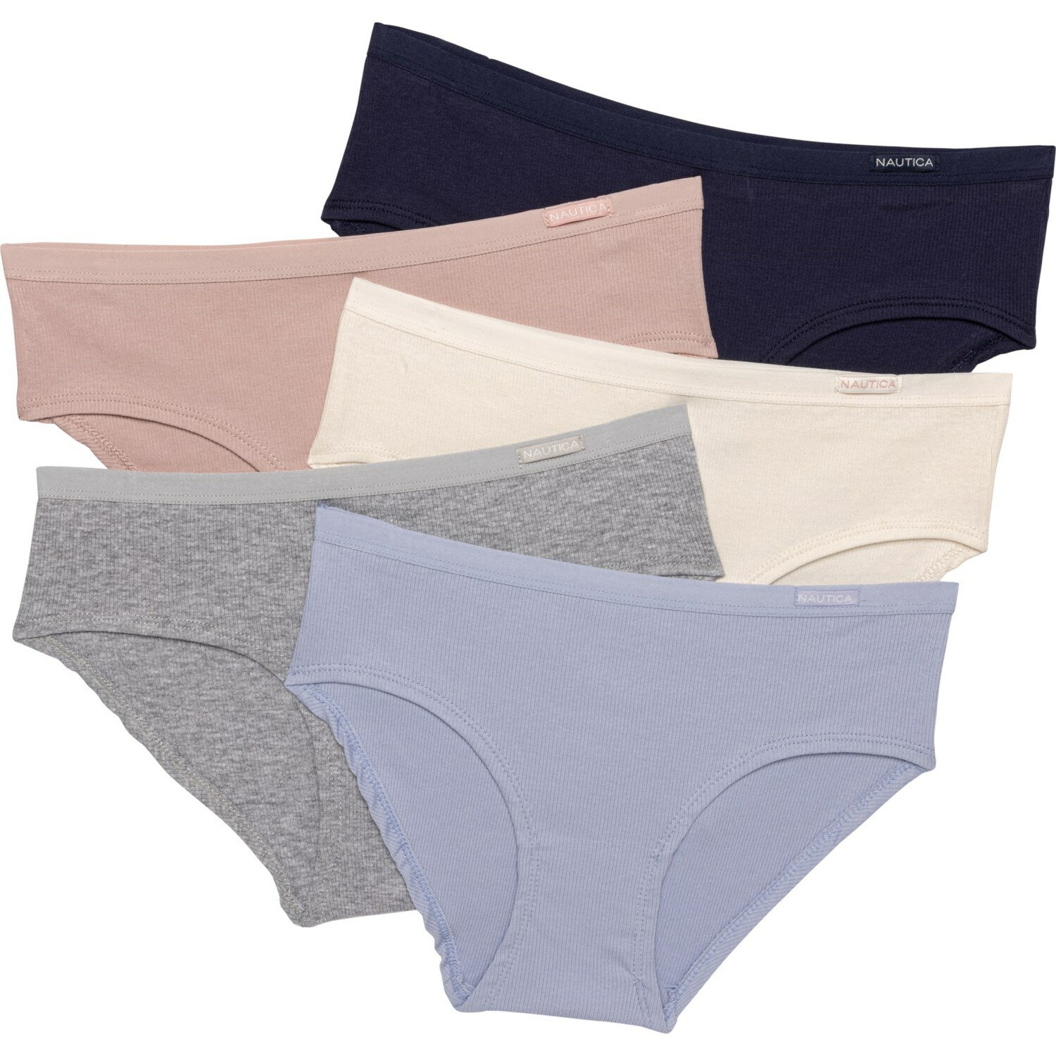 () Ρƥ ֥ ѥƥ - 5-ѥå, ˥å åȥ, ҥåץ Nautica Ribbed Panties - 5-Pack, Organic Cotton, Hipster Taupe/Pastel/Heather Grey/Chambray/Navy