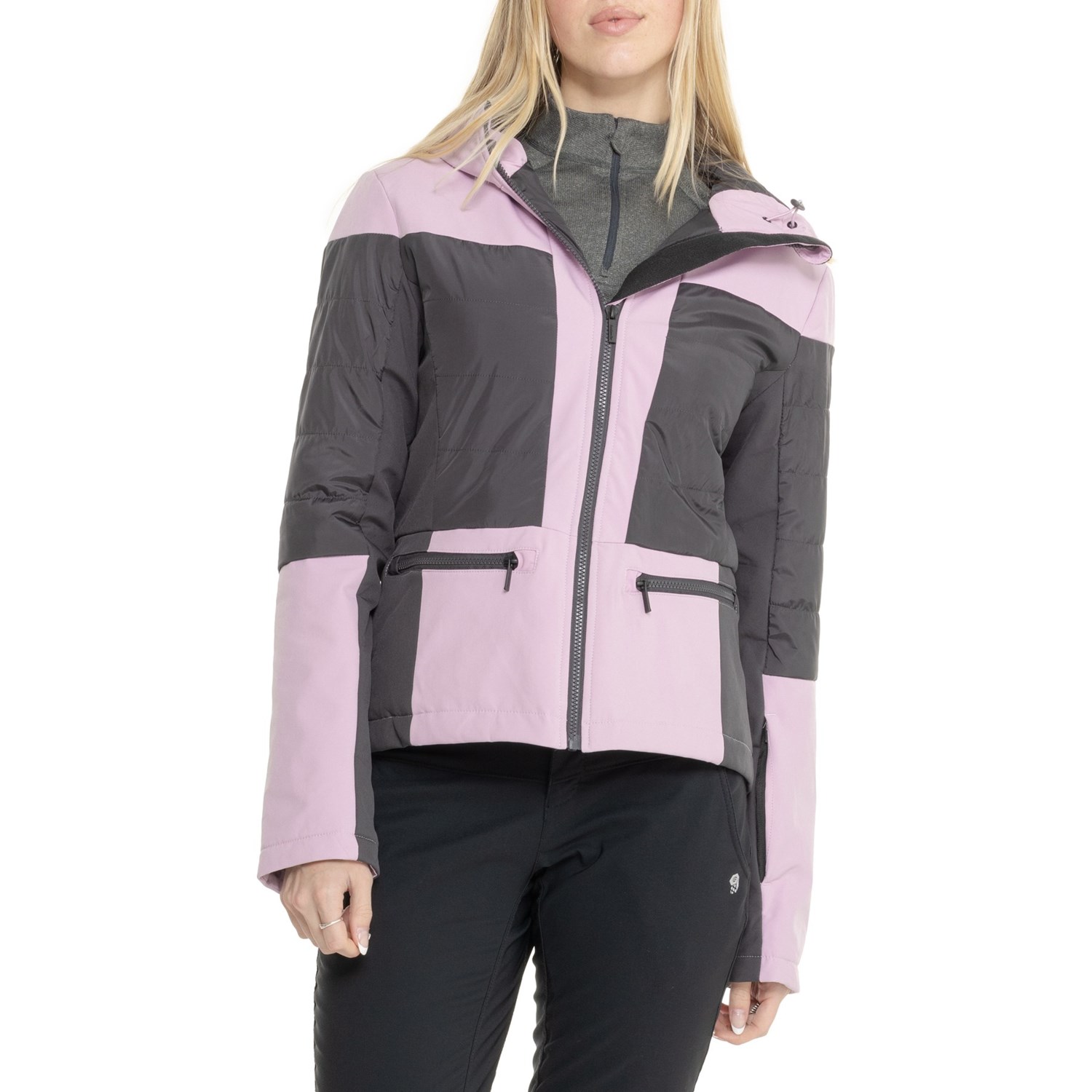 (取寄) アヴァランチ レディース アバランチ ミックスド メディア フーデット スキー ジャケット - インサレーテッド Avalanche women Mixed Media Hooded Ski Jacket - Insulated Graphite W_Fair Orchid