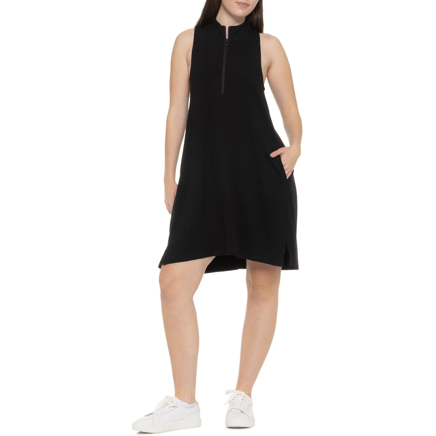 (取寄) ロレ レディース トラバース スイング ドレス - ジップ ネック, スリーブレス Lole women Traverse Swing Dress - Zip Neck, Sleeveless Black - N415