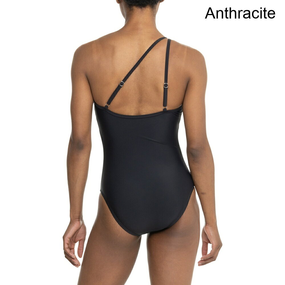 スウィートラグの(取寄) スピード レディース スピードウ アシンメトリカル メッシュ ワンピース スイムスーツ Speedo women Asymmetrical Mesh One-Piece Swimsuit Anthracite｜アングル2
