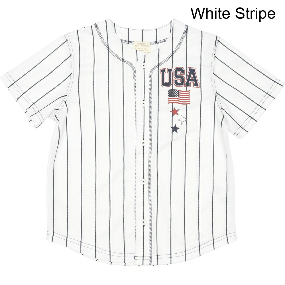 (取寄) テルライドクロージングカンパニー キッズ テルライド クロージング カンパニー ビッグ ボーイズ USA ベースボール ジャージ - ショート スリーブ Telluride Clothing Company kids Big Boys USA Baseball Jersey - Short Sleeve White Stripe