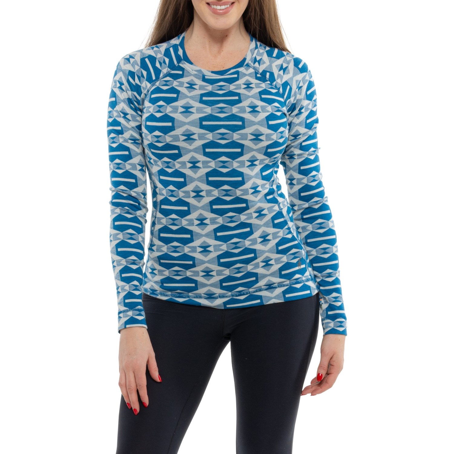 (取寄) スマートウール レディース スマートウール クラシック サーマル ベース レイヤー トップ - メリノ スリーブ SmartWool women Classic Thermal Base Layer Top - Merino Wool,Long Sleeve Bl Nival Colliding Clouds