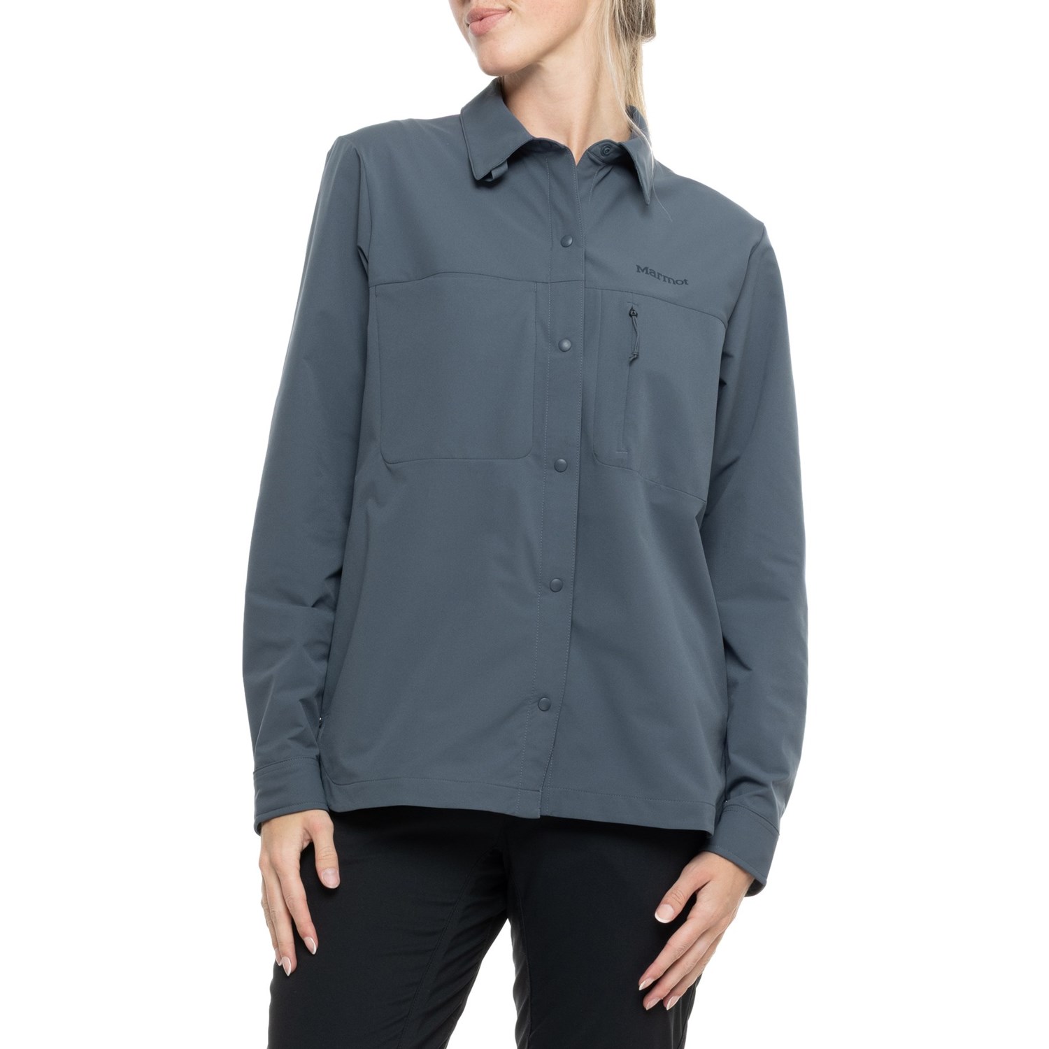Tops - (取寄) マーモット レディース マーモット オーバーシャツ - Upf 40, スナップ フロント, ロング スリーブ Marmot women AirExchange Overshirt - UPF 40, Snap Front, Long Sleeve Thunderhead