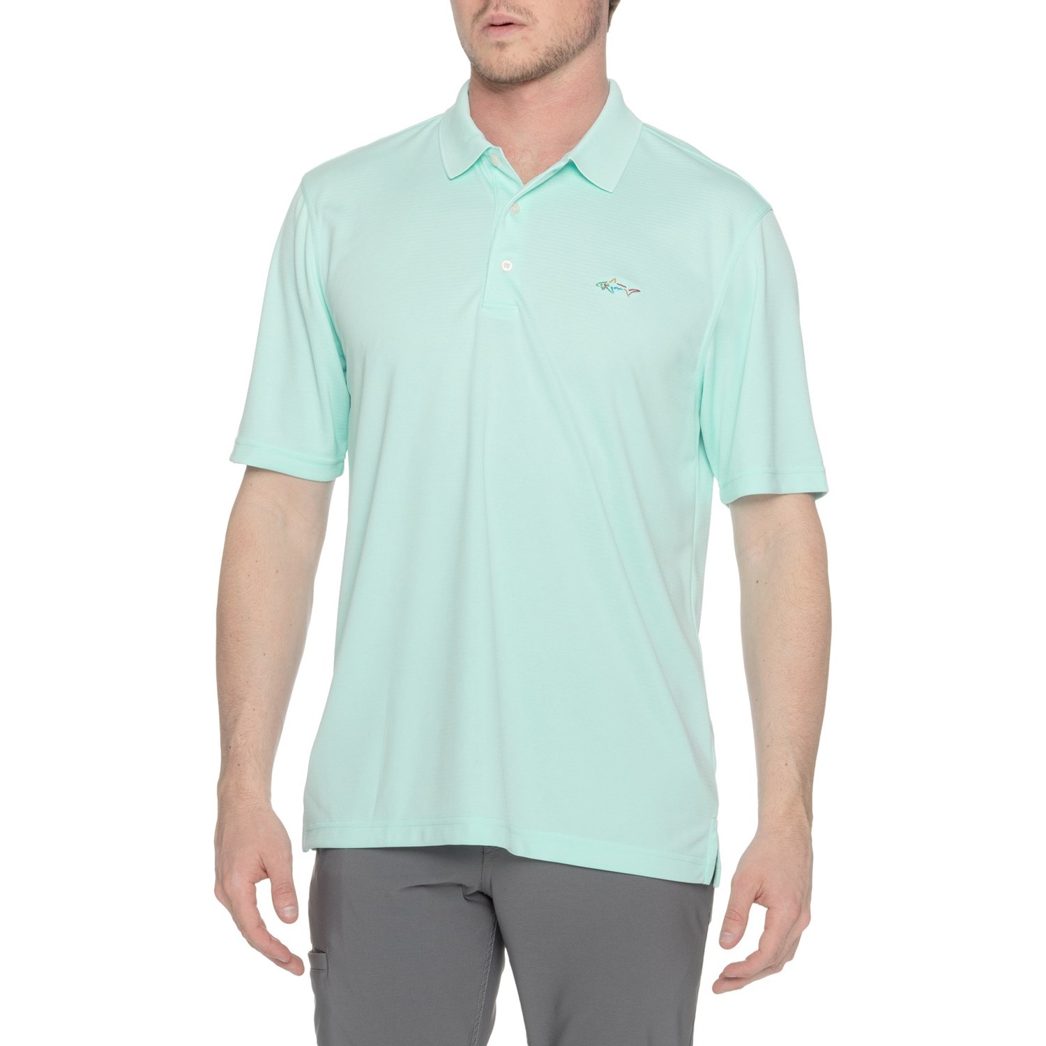 (取寄) グレッグノーマン メンズ グレッグ ノーマン ニット ポロ シャツ - ショート スリーブ Greg Norman men Knit Polo Shirt - Short Sleeve Blue Tint