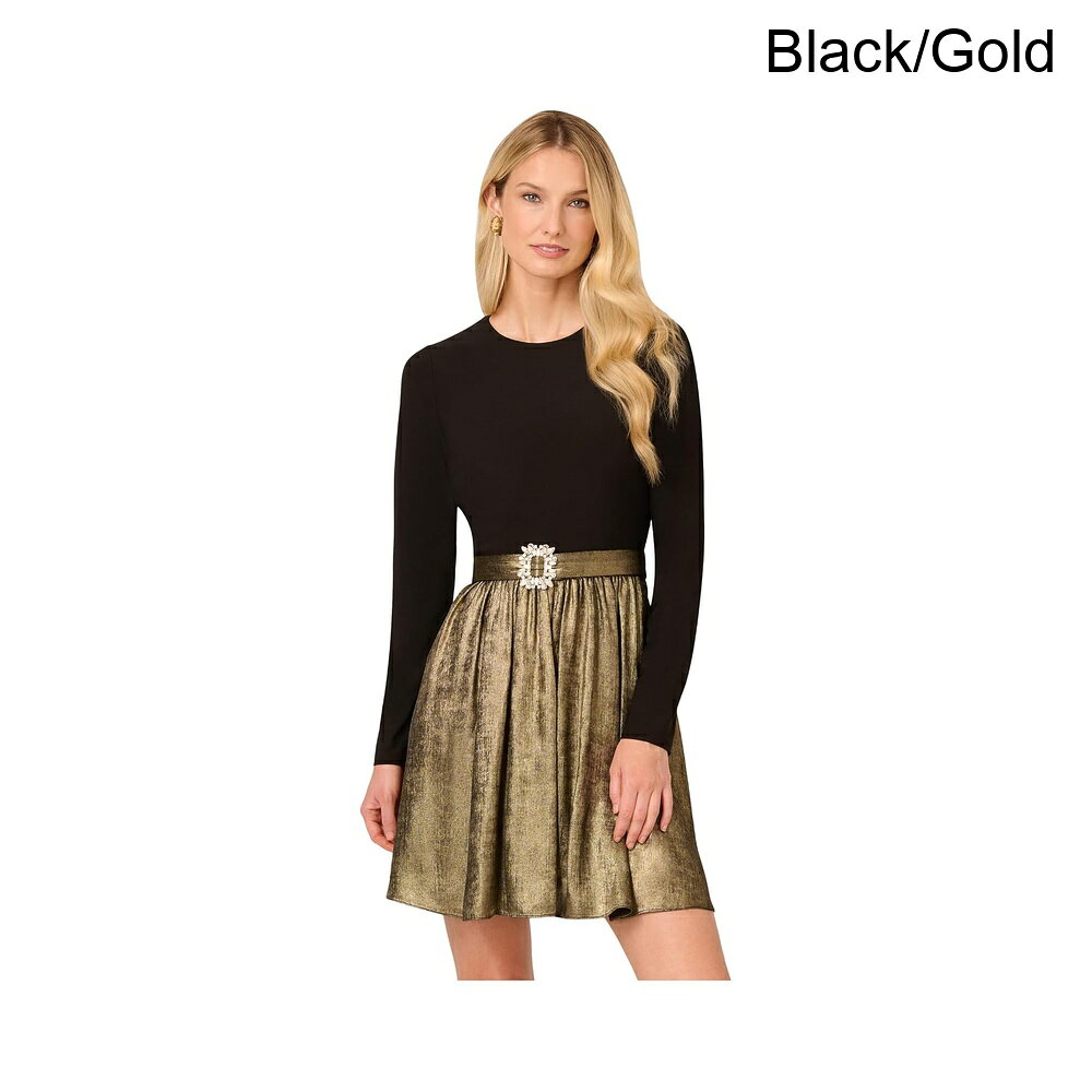 (取寄) アドリアナ・パペル ジャージー メタリック ショートドレス adrianna papell Jersey Metallic Short Dress