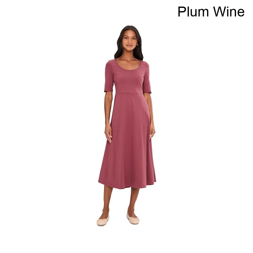 (取寄) パクト フィット＆フレアスcoopミディドレス pact Fit & Flare Scoop Midi Dress