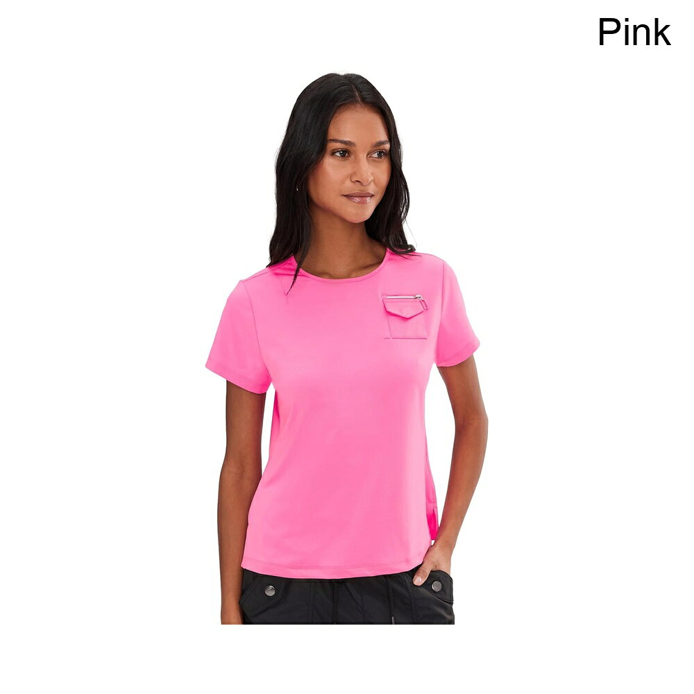 (取寄) ジェイミー・サドック クルーネックポケットラグジュアリーファブリックピンク jamie sadock Crew Neck Pocket Lux Fabric Pink