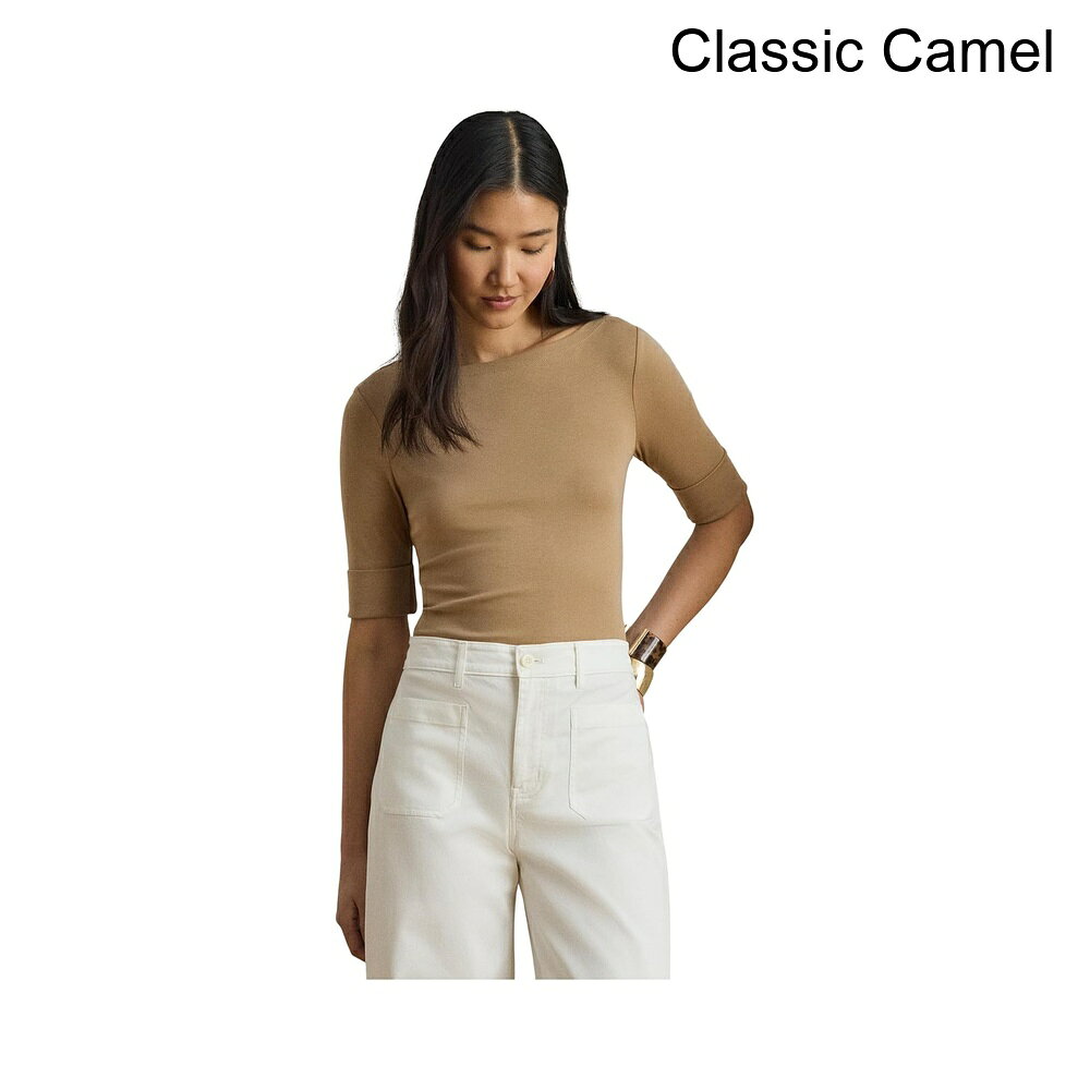 (取寄) ラルフ・ローレン プチストレッチコットンボートネックTシャツ lauren ralph lauren Petite Stretch Cotton Boatneck Tee