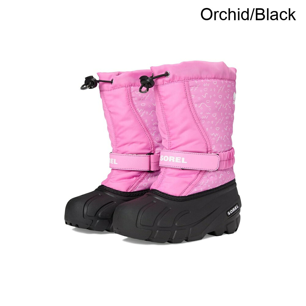 ■商品詳細■特徴 1SOREL? キッズ フラリー プリントは、深い雪に最適なブーツで、アッパーは水と風を遮断し、最高の暖かさのために取り外し可能な6mmの洗えるリサイクルフェルトのインナーブーツを備えています。多方向のラグソールを持つ注入成形された防水サーマルラバーシェルが滑りやすい条件でも安定性を保ちます - さらに、このミッドカーフハイブーツは着脱が非常に簡単です。耐久性のある水と風に強いポリウレタン裏地の合成テキスタイルアッパー、バレルロック閉鎖システムを備えた内蔵ゲイター、固定された弾性インステップストラップを特徴としています。■特徴 2生地の裏地。■特徴 3エチレンビニルアセテートのインソール。■特徴 4ラウンドトゥの形状。■特徴 5調整可能な弾性フックアンドループ閉鎖のトップバンジー。■特徴 62.5mmのボンデッドフェルトフロストプラグ。■特徴 7ゴムのアウトソール。■特徴 8輸入品。■特徴 9製品の測定は、サイズ1のリトルキッド、幅Mを使用して行われました。測定値はサイズによって異なる場合がありますのでご注意ください。■特徴 10測定値：ヒールの高さ：1 1?2インチ、重量：0.425kg、周囲：14インチ、シャフト：9 1?2インチ、プラットフォームの高さ：1インチ■備考(取寄) ソレル フラリープリント（トドラー/リトルキッド/ビッグキッド） sorel Flurry Print (Toddler/Little Kid/Big Kid)キッズ シューズ スニーカー ブランド ジュニア カジュアル ストリート 大きいサイズ ビックサイズsix_9954464