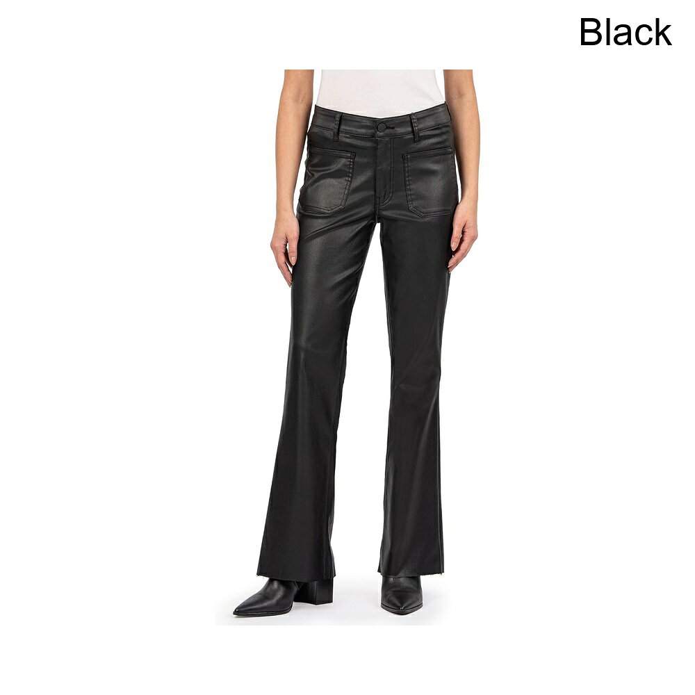 (取寄) カット フロム ザ クロス ステラハイライズフレア生地の裾ブラック kut from the kloth Stella High-Rise Flare Raw Hem In Black