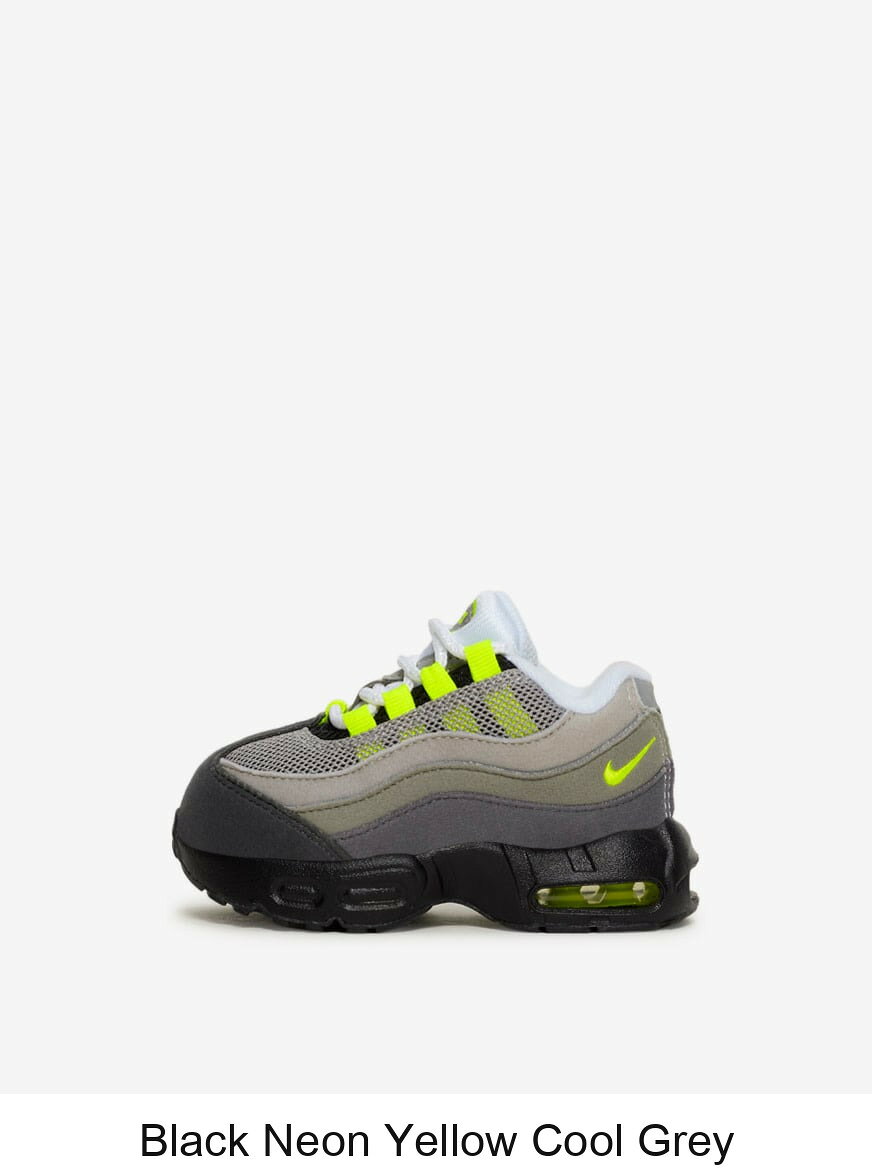 (取寄) ナイキ トドラー エアー マックス 95 OG Nike Toddler Air Max 95 OG 905462-050 Black Neon Yellow Cool Grey