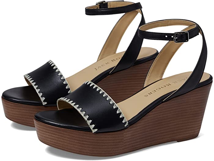 (取寄) ジャック ロジャース レディース フラグラー ステッチ ウェッジ Jack Rogers women Jack Rogers Flagler Stitch Wedge Black/Natural