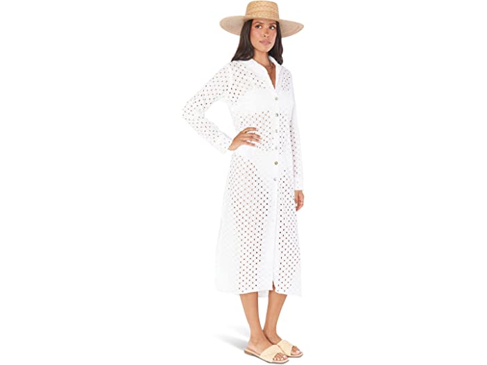 () VE ~[ A [[ fB[X fCg {^_E ~fB hX Show Me Your Mumu women Show Me Your Mumu Dayton Button-Down Midi Dress White Eyelet