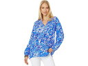 () [ sbc@[ fB[X GU gbv Lilly Pulitzer women Lilly Pulitzer Elsa Top Blue Tang Flocking Fabulous