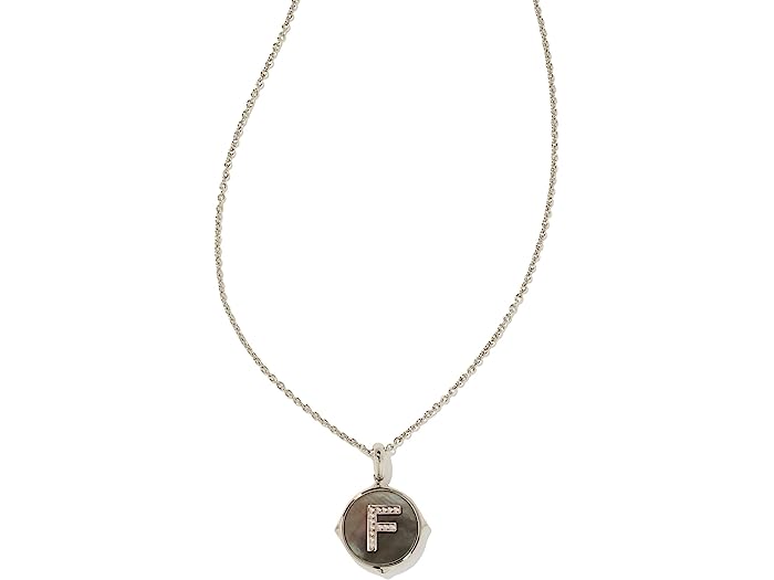 () PhXRbg fB[X ^[ fBXN y_g lbNX Kendra Scott women Kendra Scott Letter Disc Pendant Necklace Rhodium Black Mother-of-Pearl F