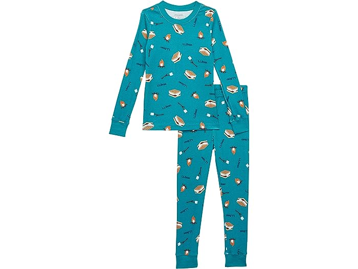 () 륨ӡ å ˥å åȥ եåƥ ѥ (ȥ å) L.L.Bean kids L.L.Bean Organic Cotton Fitted Pajamas (Little Kids) Blue/Green S'mores