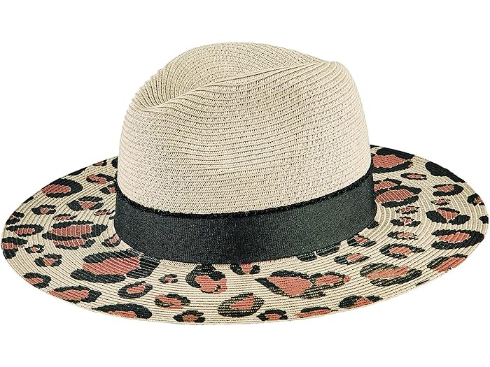 () TfBGSnbg Xq fB[X vebh Aj} vg u tFh San Diego Hat Company women San Diego Hat Company Printed Animal Print Brim Fedora Leopard