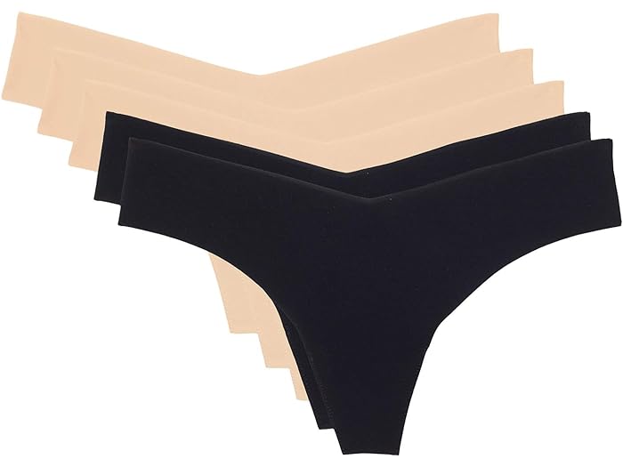 () R}h[ fB[X NVbN gO 5-pbN Commando women Commando Classic Thong 5-Pack Beige/Beige/Beige/Black/Black