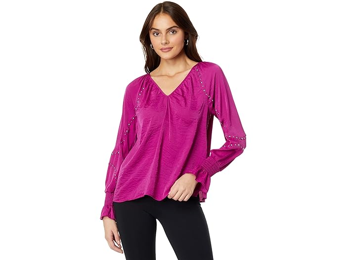 () BXJ[g fB[X GuC_[ V-lbN O X[u uEU Vince Camuto women Vince Camuto Embroidered V-Neck Long Sleeve Blouse Fuchsia Fury