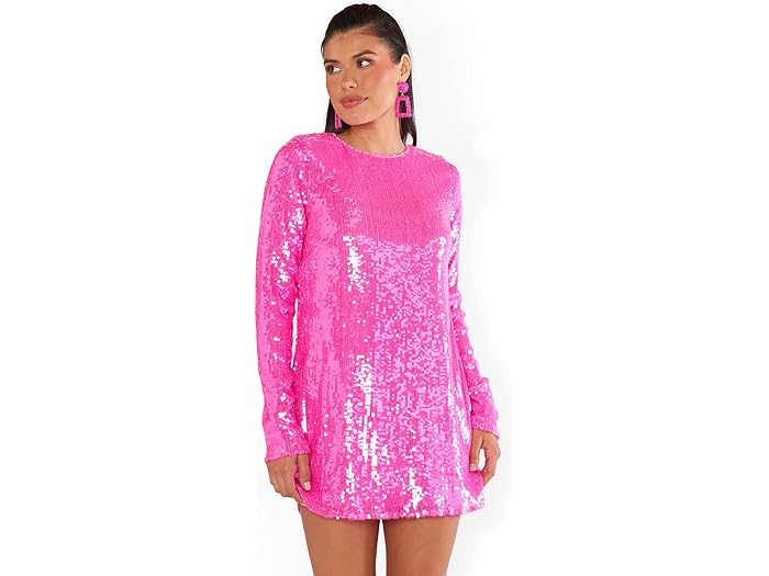 () VE ~[ A [[ fB[X }fB\ ~j hX Show Me Your Mumu women Show Me Your Mumu Maddison Mini Dress Bright Pink Sequins