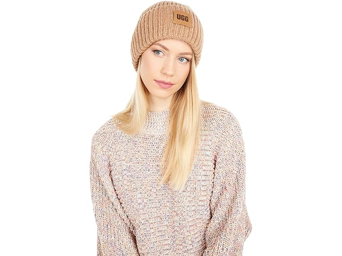 (取寄) アグ レディース チャンキー リブ ビーニー ウィズ ロゴ UGG women UGG Chunky Rib Beanie with UGG Logo Camel