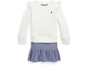 (取寄) ラルフローレン キッズ ガールズ シャンブレー アンド フリース スウェットシャツ ドレス (リトル キッズ) Polo Ralph Lauren Kids girls Polo Ralph Lauren Kids Chambray & Fleece Sweatshirt Dress (Little Kids) Deckwash White/Chambray